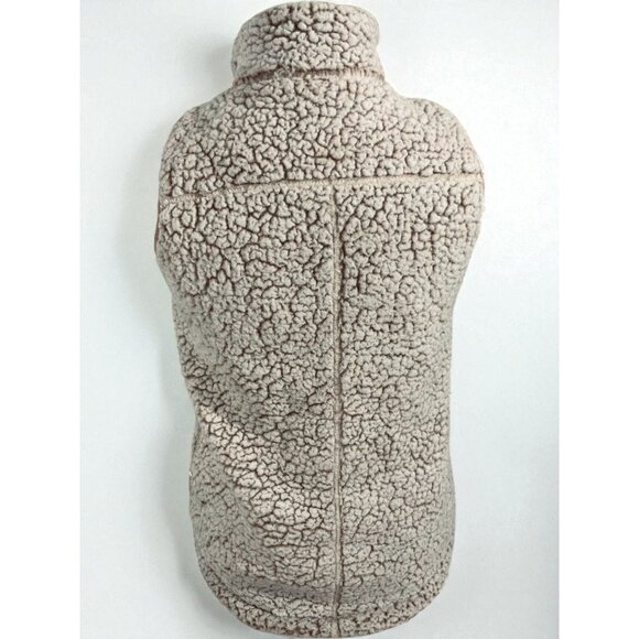 Thread & Supply Taupe Sherpa Fleece Vest Women’s Cozy Zip Front Size Small - Picture 8 of 9
